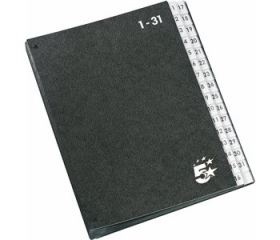 5 STAR Előrendező, A4, 1-31, karton, fekete