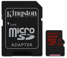 Kingston microSDXC UHS-I U3 90R/80W 128GB + adapt.