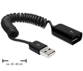 Delock USB 2.0 spirális hosszabbító 20-60cm