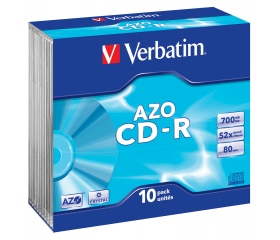 Verbatim CD-R AZO Crystal 700MB slim 10 db