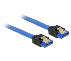 Delock SATA 6 Gbps egyenes/egyenes fém kék 20cm