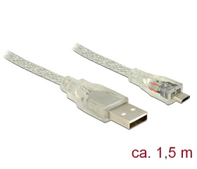 Delock USB 2.0 -A -> USB 2.0 Micro-B áttetsző 1.5m