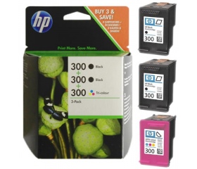 HP 300 3 csomag  (2fekete+1színes)