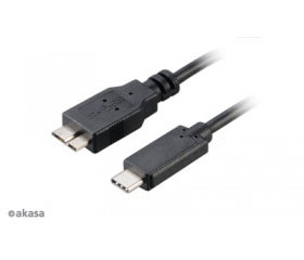 Akasa USB 3.1 C -> micro USB 3.0 B kábel 1m Fekete