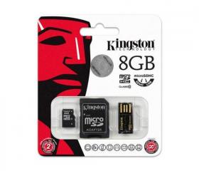Kingston Micro SD 8GB CL10 + 2 adapter +USB olvasó