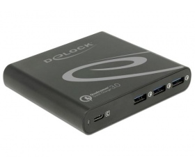 Delock 1 db USB-C PD 85 W + 3 db USB-A QC 3.0