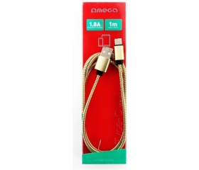 Omega USB - Lightning fémes kialakítású, 1m, Arany
