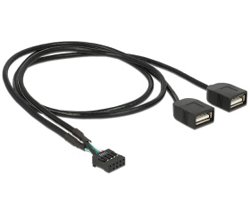 Delock USB 2.0 pin header anya > 2x Type-A anya