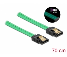Delock SATA kábel Zöld UV 70cm
