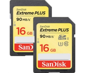 SANDISK SDHC Extreme Plus 16GB  2-Pack 90MB/s. UHS