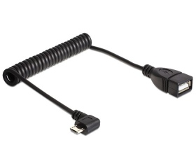 Delock USB micro-B apa 90° > USB-A anya OTG spirál