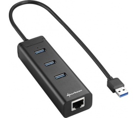 Sharkoon USB 3.0 hub + Ethernet adapter fekete