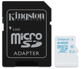 Kingston microSDXC Action Cam UHS-I U3 64GB + adap