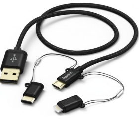 Hama USB 2.0 A / micro-B + Type-C + Lightning 1m
