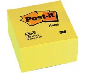 3M Postit Öntapadó jegyzettömb, 76x76 mm, sárga