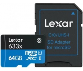 Lexar 633x MicroSDHC 64GB Adapterrel