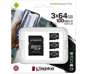 Kingston Canvas Select Plus microSDXC 64GB 3db+ad.