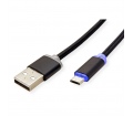 Roline USB 2.0 LED töltőkábel Type-A - micro-B 1m