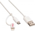 Roline USB-A / USB micro-B + Lightning 1m