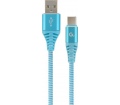 Gembird prémium USB-A/C töltő/adatkábel 1m türkiz