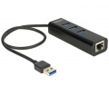 Delock USB 3.0-s elosztó 3 porttal + 1 Gigabit LAN