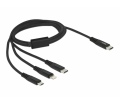 Delock töltőkábel USB-C > Light./MicroUSB/USB-C 1m