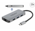 Delock 4 Portos USB 3.2 Gen1 Hub+Gigabit LAN USB-C
